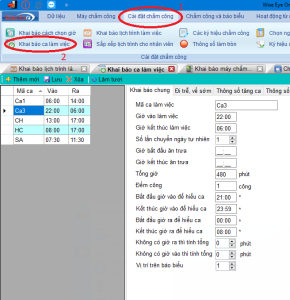 Khai báo ca làm việc