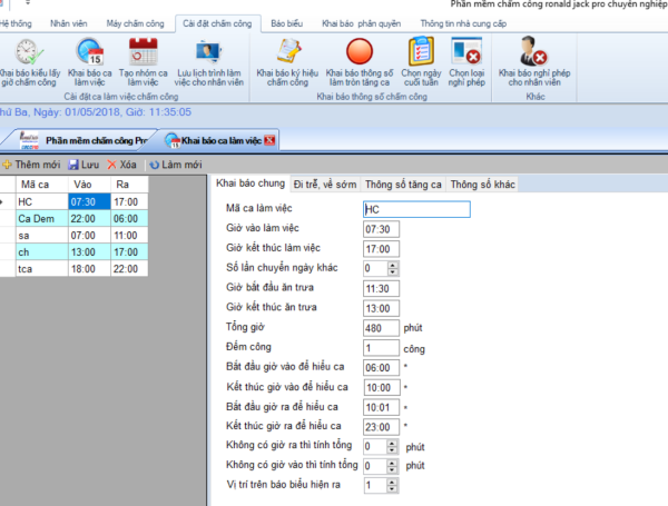 Phần mềm chấm công ronld jack pro