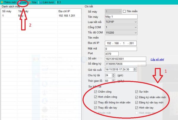 Phần mềm chấm công Wise eye on 39